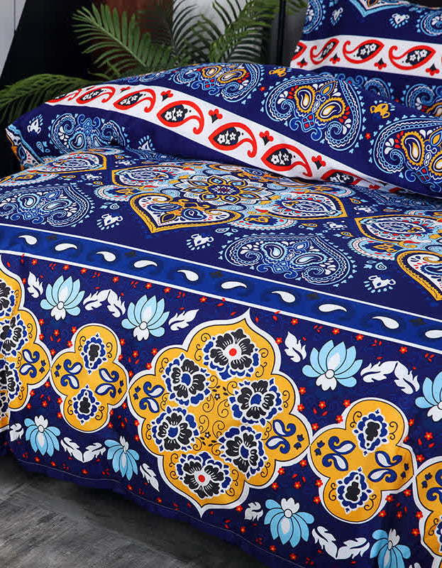 Royal Blue Floral Paisley Bedding Set (3PCS)