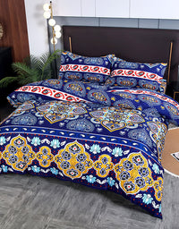 Royal Blue Floral Paisley Bedding Set (3PCS)