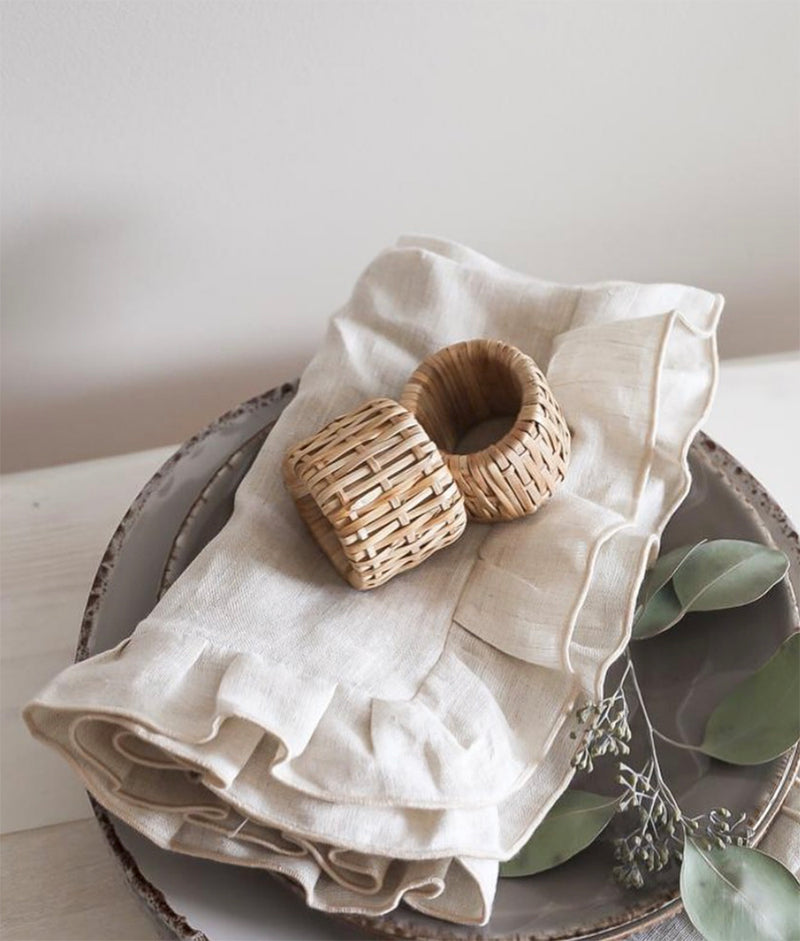 (2 PCS )Ruffled edge French Linen Napkin