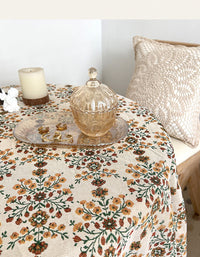 Rustic Bloom Patterned Tablecloth with Delicate Fringe Accents