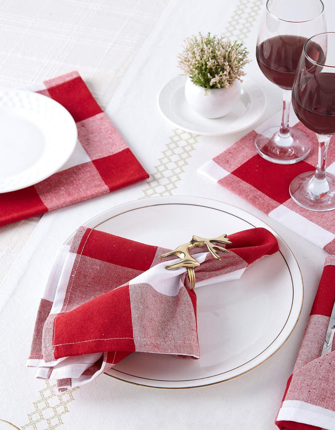 Rustic Checkered Cloth Napkins (2PCS)