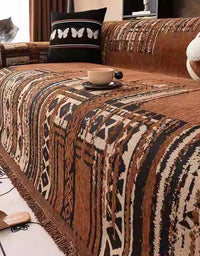 Rustic Tribal Pattern Sofa Throw Bedcover with Textured Design