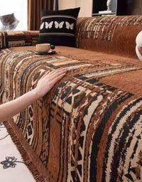 Rustic Tribal Pattern Sofa Throw Bedcover with Textured Design