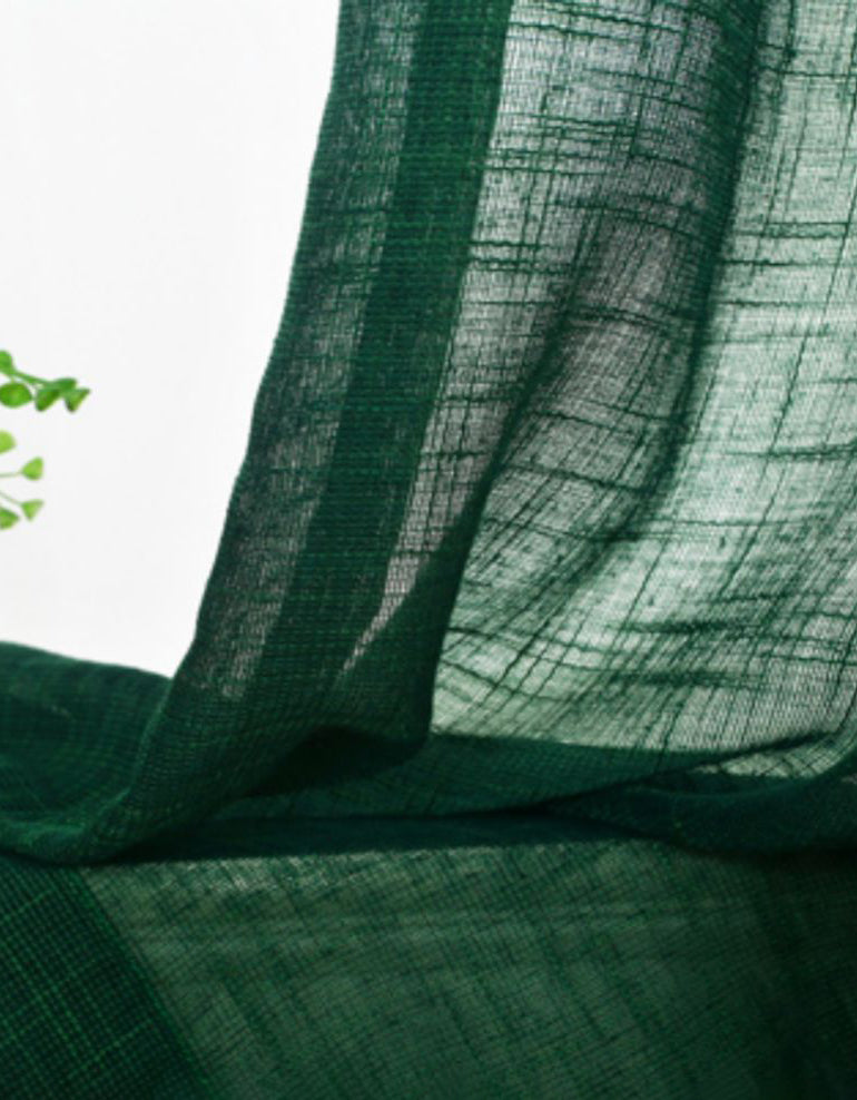 Simple Classic Green Linen Curtain