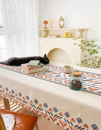 Simple Geometric Cotton and Linen Rectangular Table Cloth