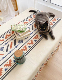 Simple Geometric Cotton and Linen Rectangular Table Cloth