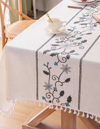 Simple Jacquard Embroidered Cotton and Linen Table Cloth