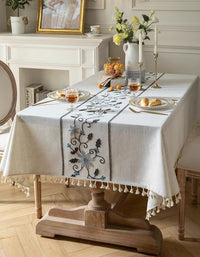 Simple Jacquard Embroidered Cotton and Linen Table Cloth