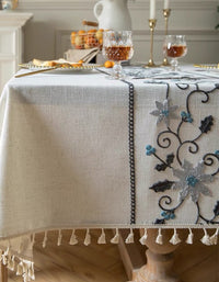 Simple Jacquard Embroidered Cotton and Linen Table Cloth