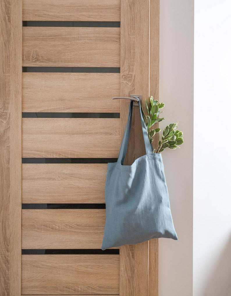 Simple Minimalist Organic Linen Tote Bag