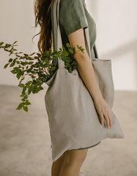 Simple Minimalist Organic Linen Tote Bag