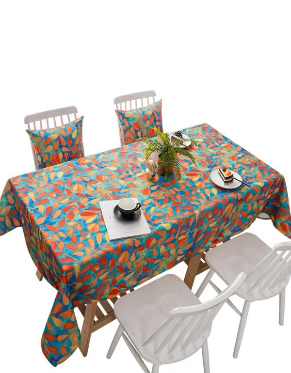 Simple Orange Willow Rattan Thickened Cotton and Linen Table Cloth