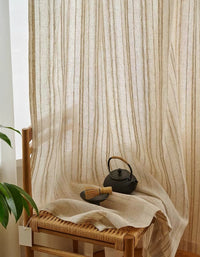 Cortinas semi opacas de lino con rayas simples