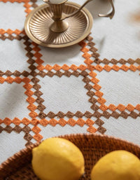 Simple Wavy Embroidery Cotton And Linen Tablecloth