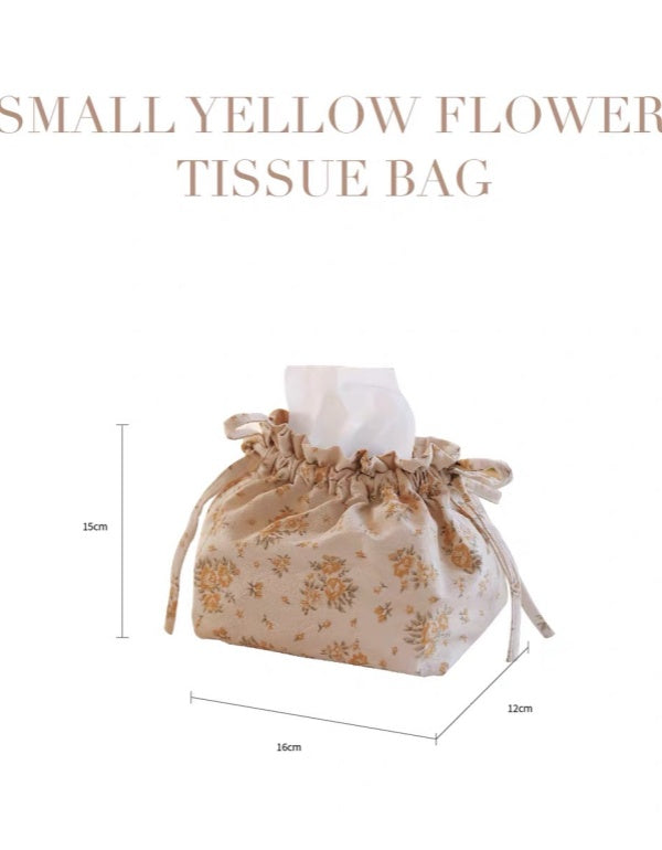 Bolsa de pañuelos con flores amarillas pequeñas