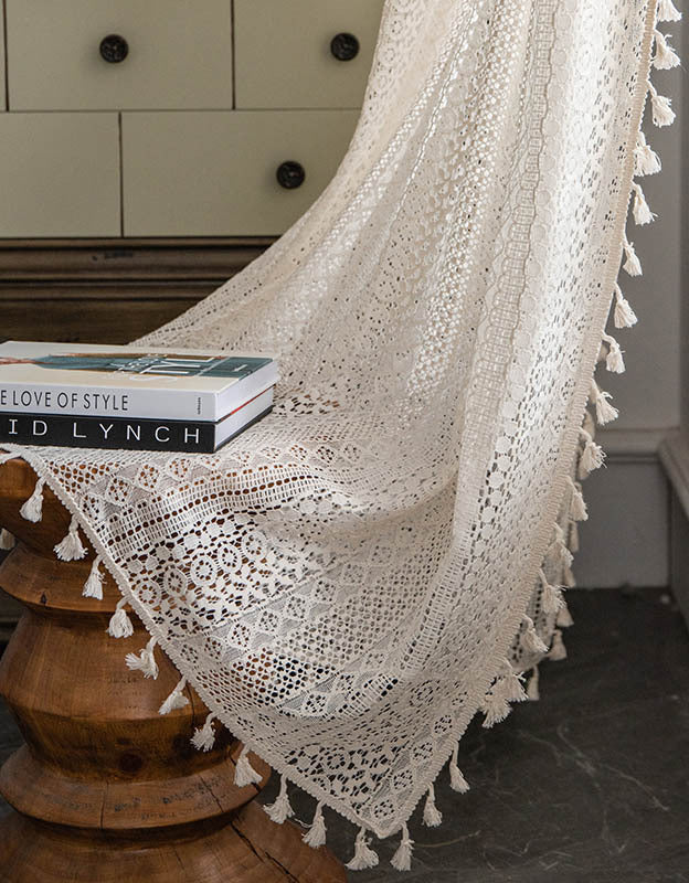 Soft Classic Vintage Macrame White Lace Curtain