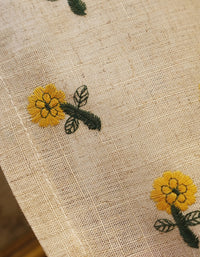 Soft Sunflower Embroidered Linen Curtain