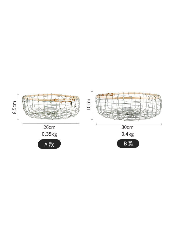 Panier de rangement pour fruits et légumes en fil de fer tressé à la main