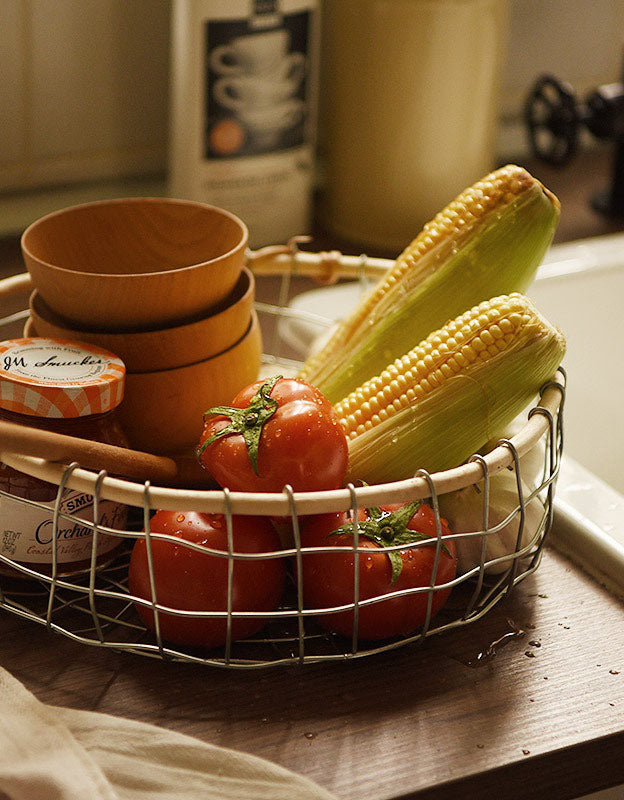 Cesta tejida a mano para guardar frutas y verduras