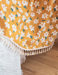 Summer Flowers Printing Cotton Floral Curtain Yellow