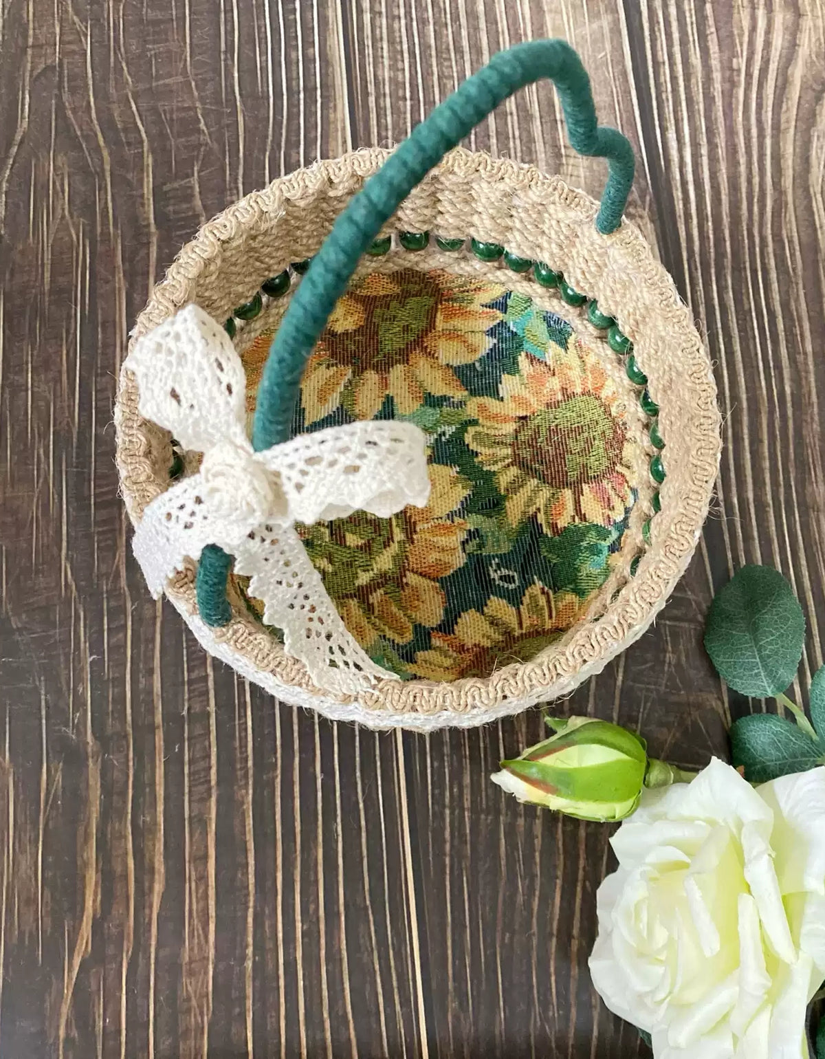 Sunflower Handmade Woven Storage Basket