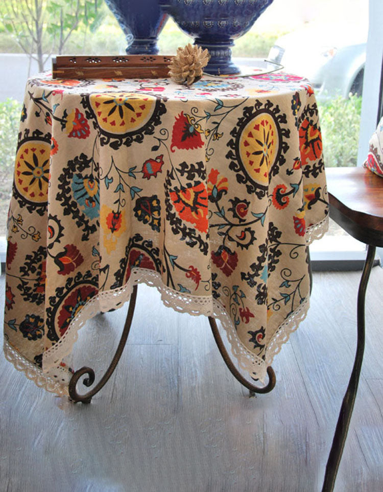 Sunflower Print Farmhouse Style Talecloth