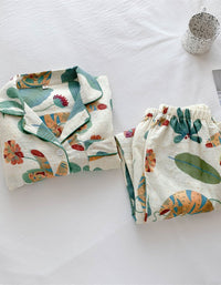 Tropical Jungle Style Pure Cotton Long-Sleeved Home Clothes Set