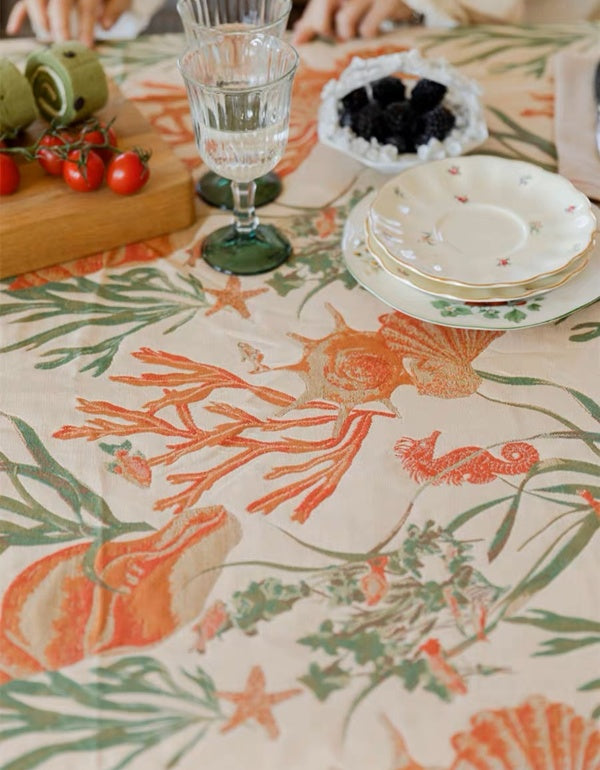 Undersea Conch Art American Jacquard Thickened Table Cloth