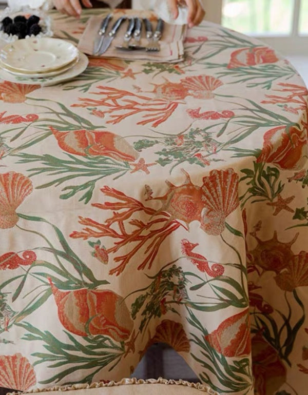 Undersea Conch Art American Jacquard Thickened Table Cloth