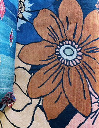 Couverture en coton doux à motif de grandes fleurs vintage 