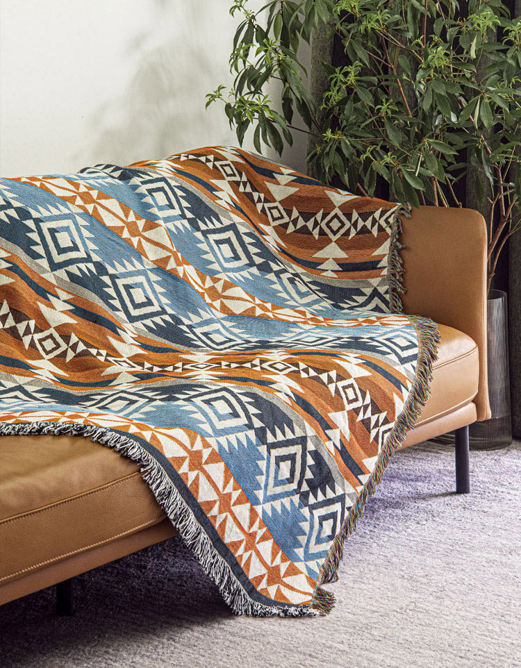 Vintage Indiana Style Double-side Sofa Blanket