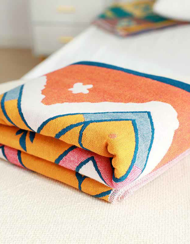 Serviette de bain vintage en pur coton à motifs mixtes pour bébé