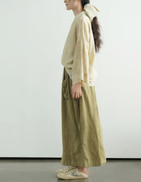 Vintage Relaxed Fit Pure Linen Maxi Skirt