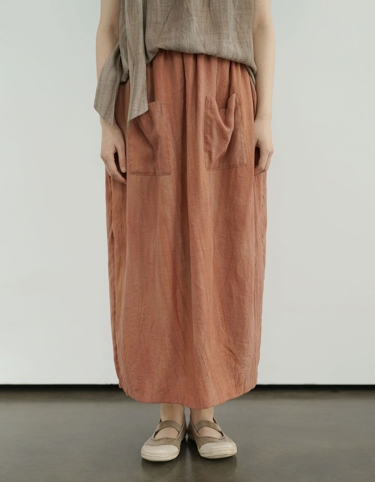 Vintage Relaxed Fit Pure Linen Maxi Skirt