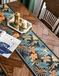 Vintage Tropical Plant Pattern Table Runner