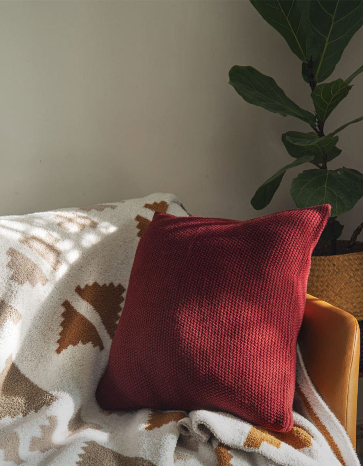 Housse de coussin douce rouge vintage 