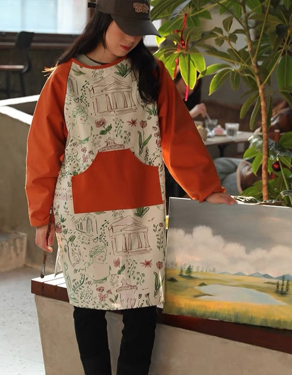 Waterproof And Oil-proof Smock Long-sleeved Apron For Painting