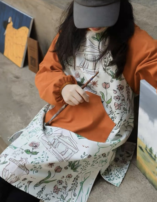 Waterproof And Oil-proof Smock Long-sleeved Apron For Painting