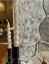 Wavy Edge Black Embroidered Curtains