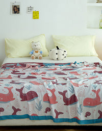 Whale Pattern Soft Reversible Baby Quilt