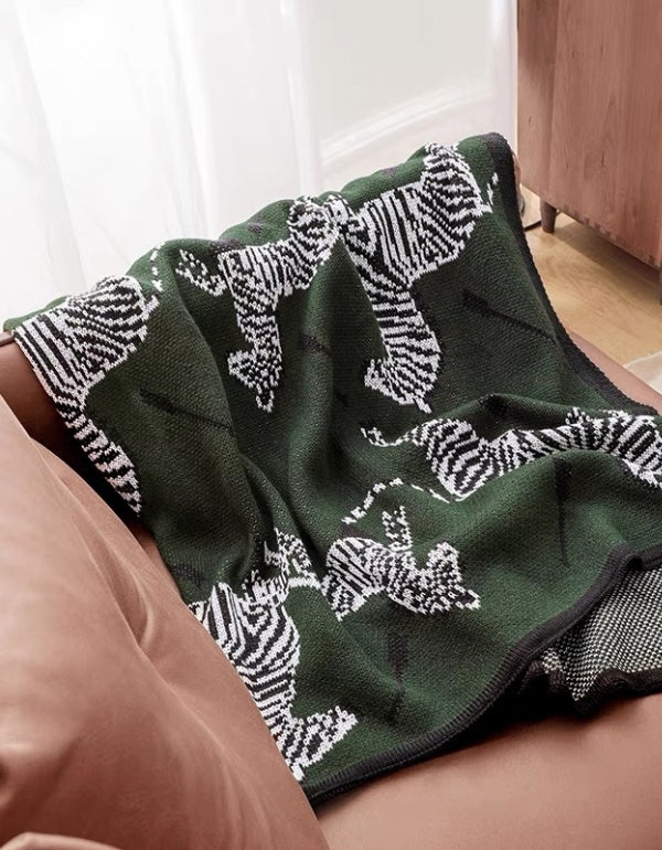 Zebra Pattern Knitted Sofa Blanket