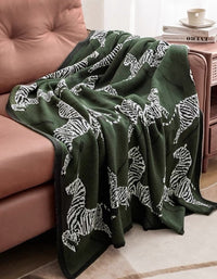 Zebra Pattern Knitted Sofa Blanket