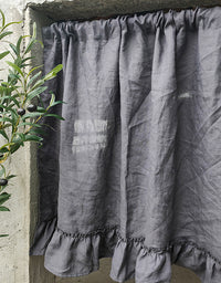 Pure Linen Ruffled Rod Packet Door Curtains