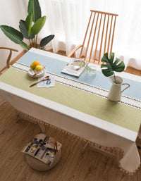 Tassel Edge Cotton Linen Tablecloth