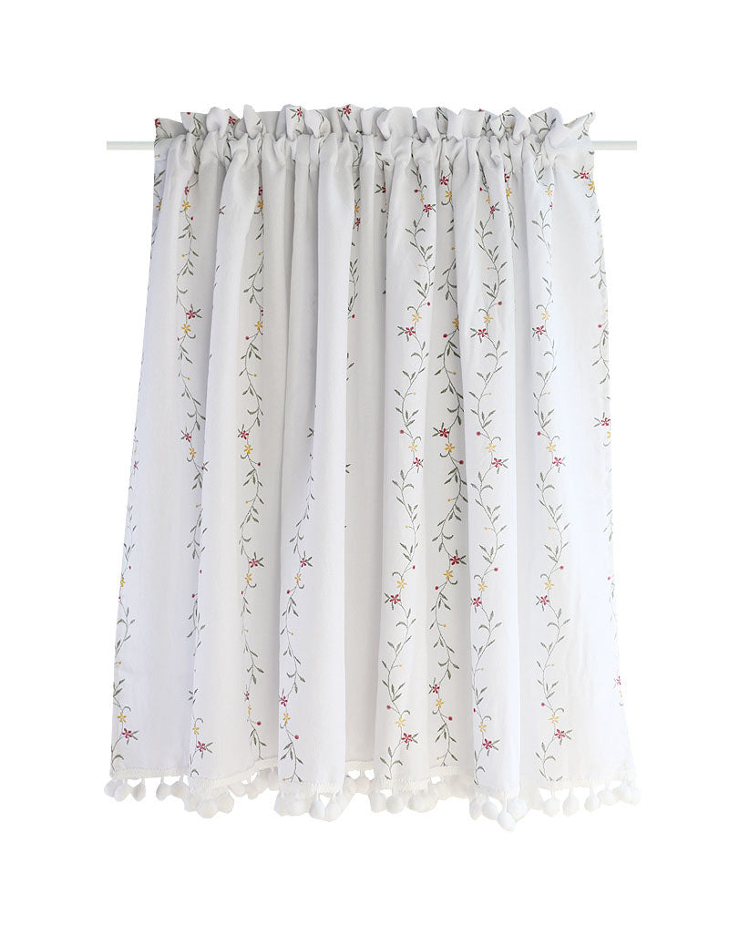 Rod Packet Rattan Small Flower Embroidery Half Curtains