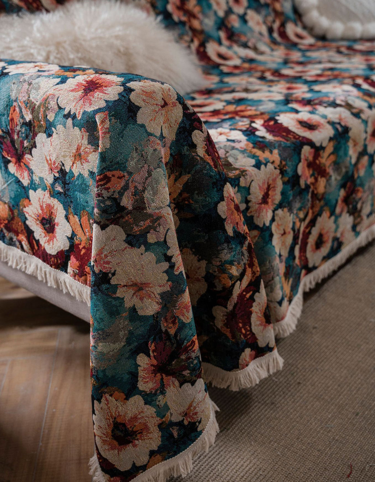 American Country Style Floral Thick Sofa Cover