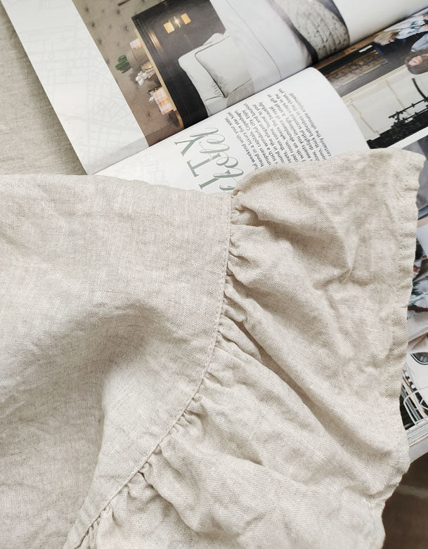 Ruffled Round Pure Linen Tablecloth