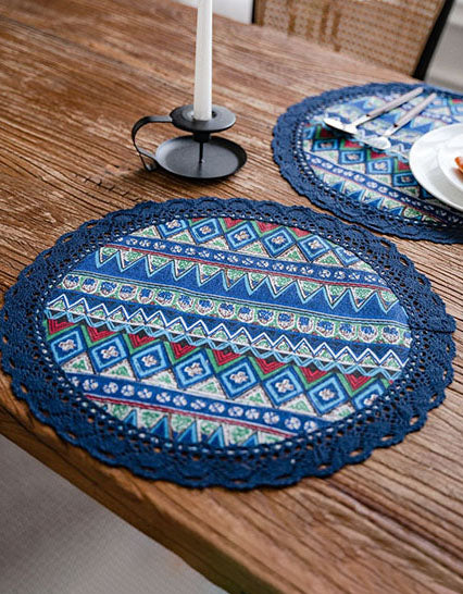 China Porcelain Pattern Blue Printed Placemats