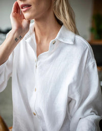 French Style Loose Mid-length Linen Shirt Dress