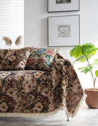 American Country Blue Floral Jacquard Sofa Blanket